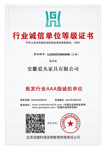行业诚信单位等级证书